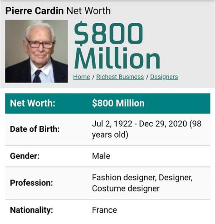 Pierre Cardin - Net Worth, Age, Height, Birthday, Bio, Wiki!